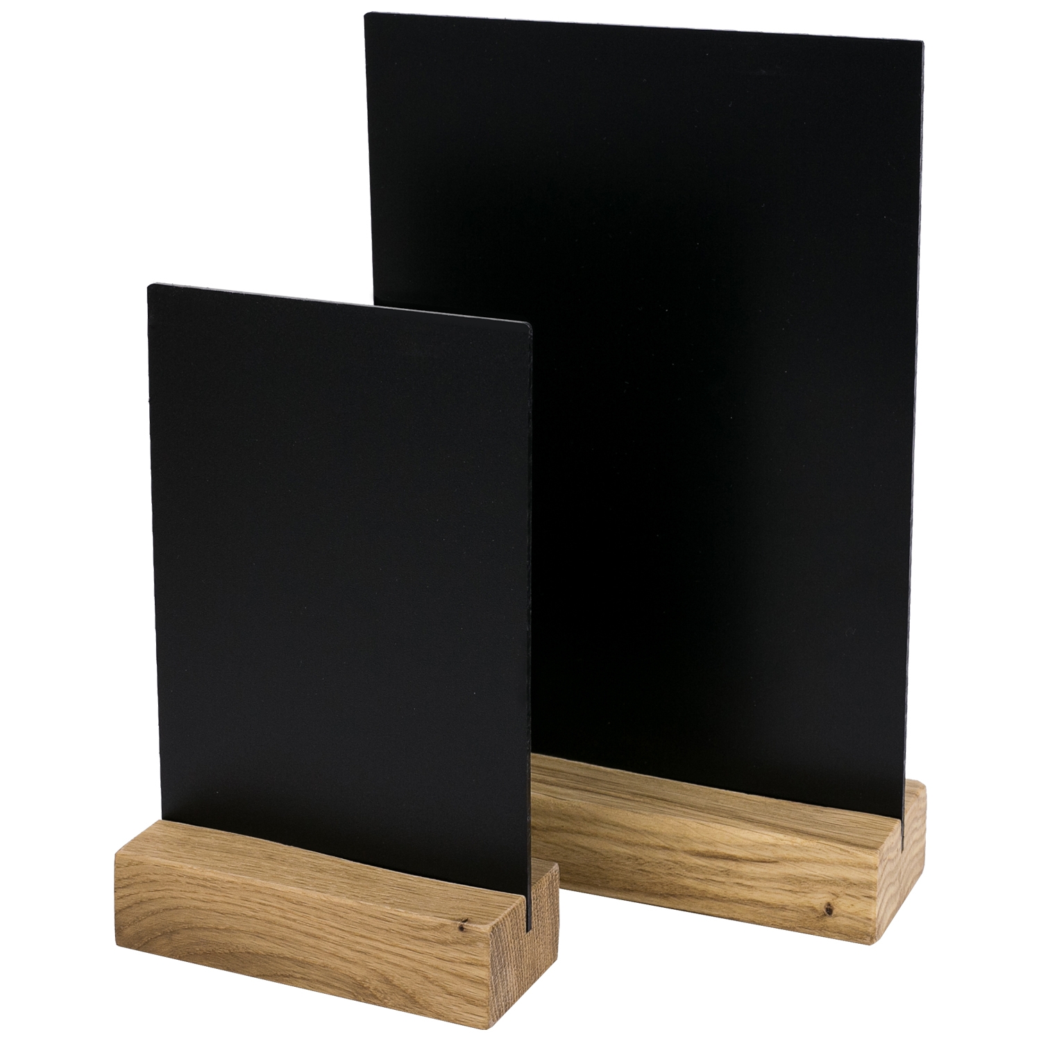 Kreidetafel mit Holzfuß als Tischaufsteller von HMF in DIN A6 Hochformat in Schwarz