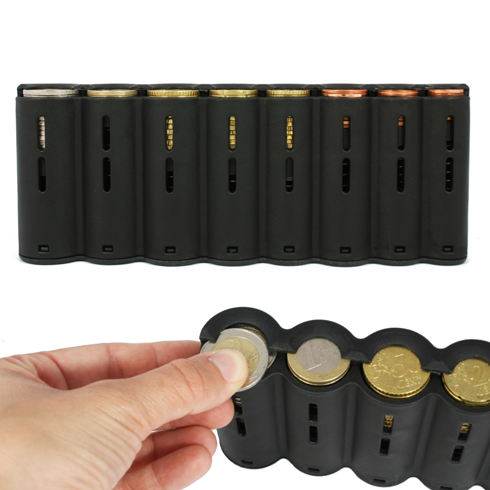 Kellnerbörse mit Euro-Münzsortierer und Tragegurt aus Leder von HMF in Schwarz