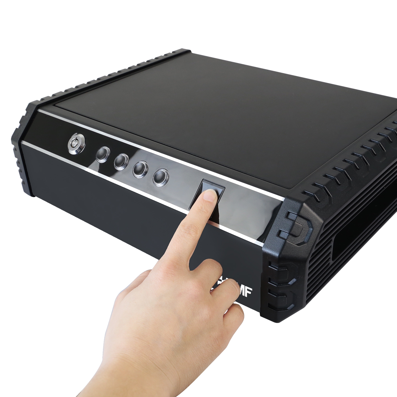 Kompakttresor mit Fingerabdruckschloss und Multi-Verriegelung von HMF in Schwarz