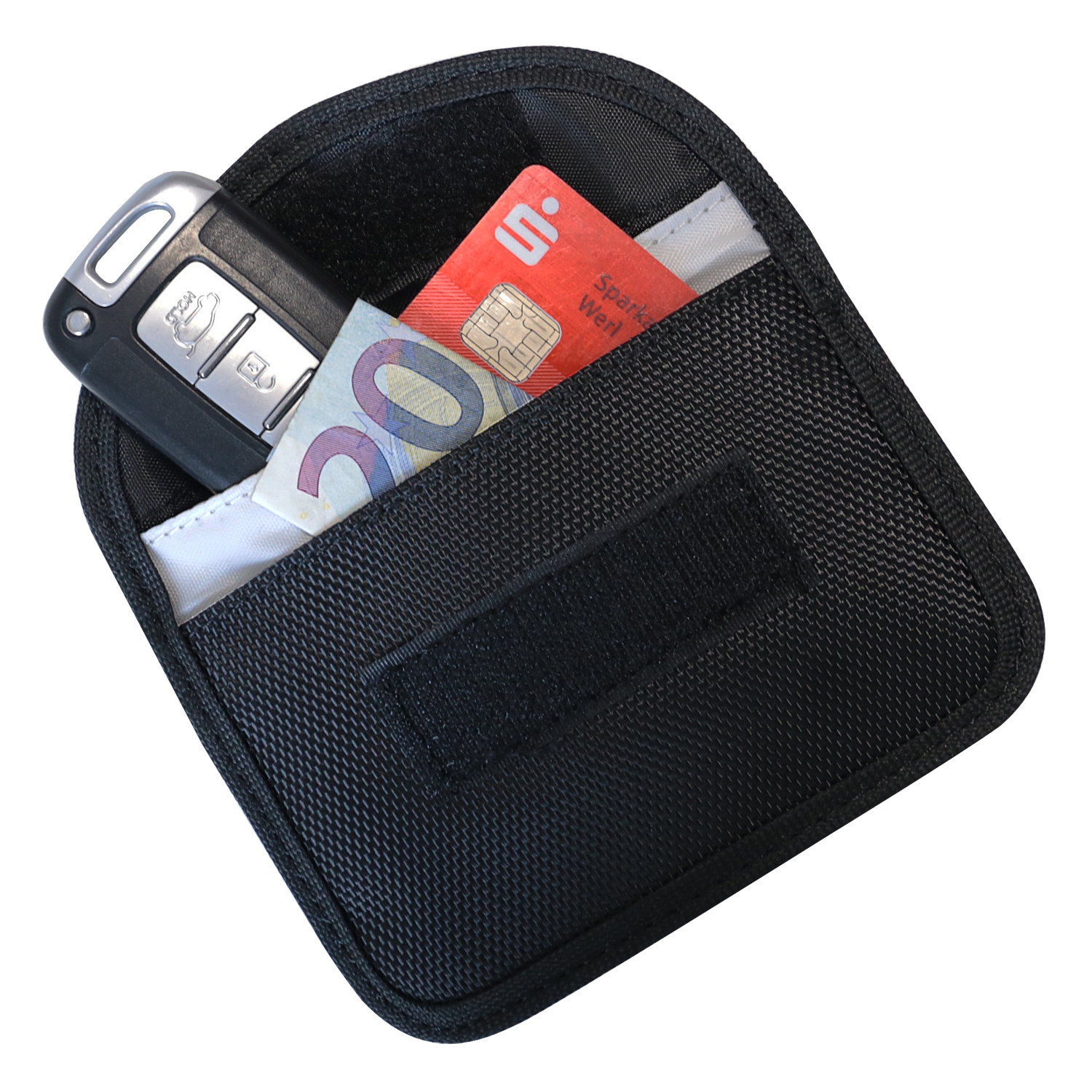 RFID Schutztasche für Autoschlüssel zur Abschirmung von Keyless-Go von HMF mit den Maßen 8.5 x 13 x 1.2 cm