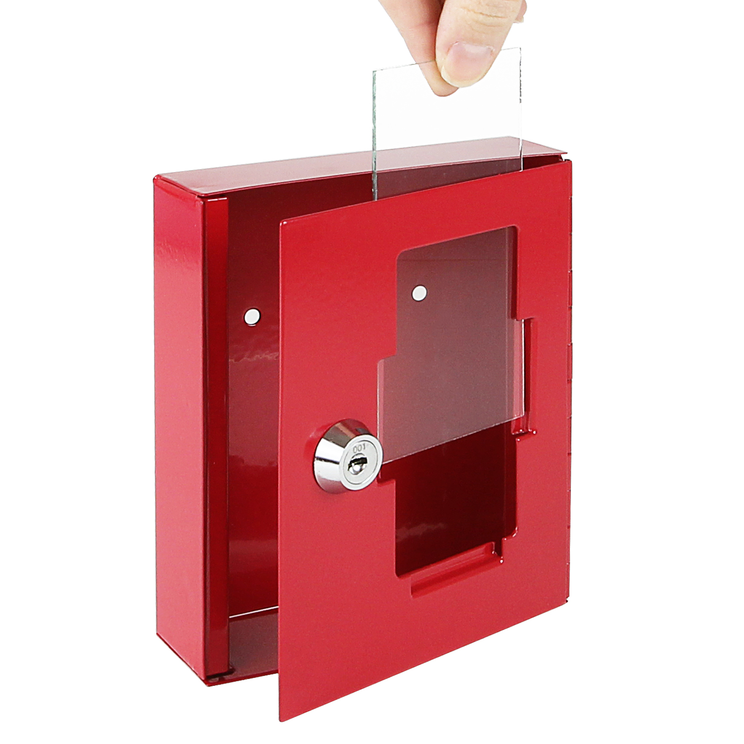 Notschlüsselkasten mit einem Glasbruchhammer von HMF in Rot