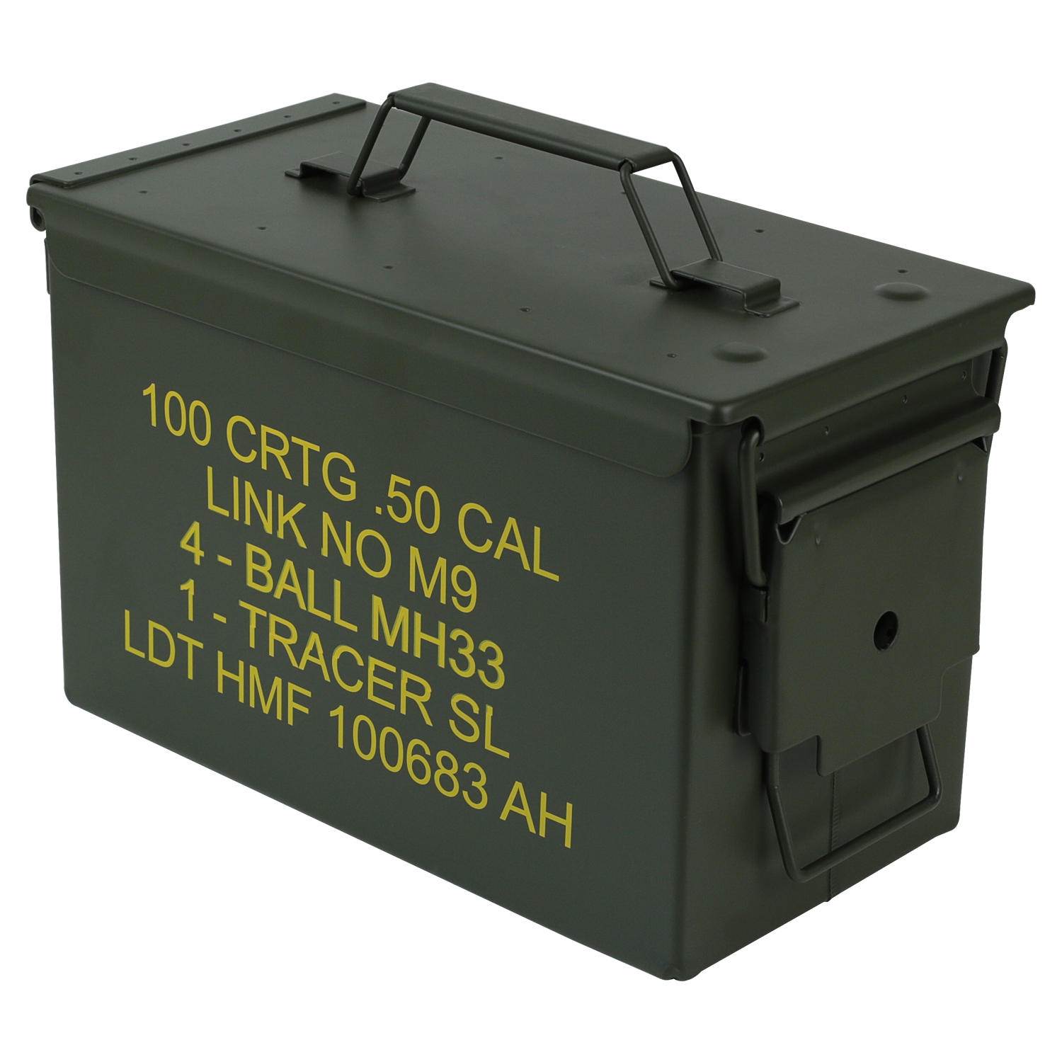 US Ammo Box als Munitionskoffer aus Metall von HMF mit den Maßen 30 x 19 x 15.5 cm in grün