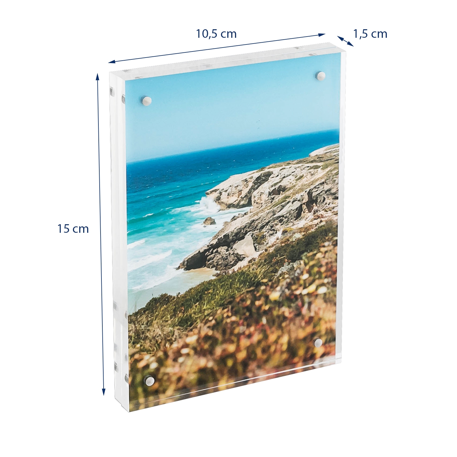 Magnetischer Bilderrahmen von HMF mit transparentem Hintergrund aus Acryl und den Maßen 10 x 15 cm