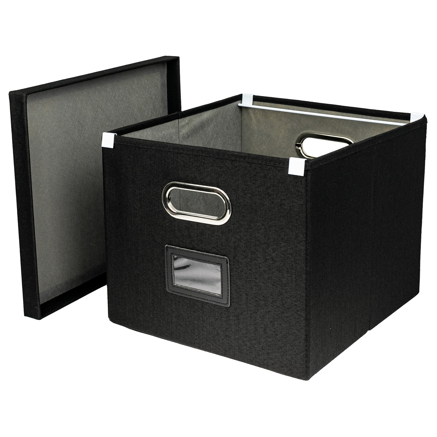 Aufbewahrungsbox für Hängeregister passend für Kallax im DIN A4 Format in Schwarz