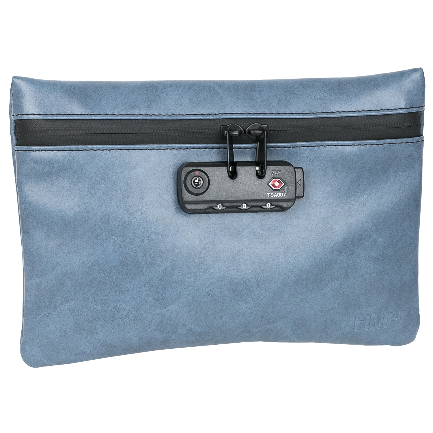 Geruchsdichte Tasche mit TSA Zahlenschloss von HMF in Größe M in Blau