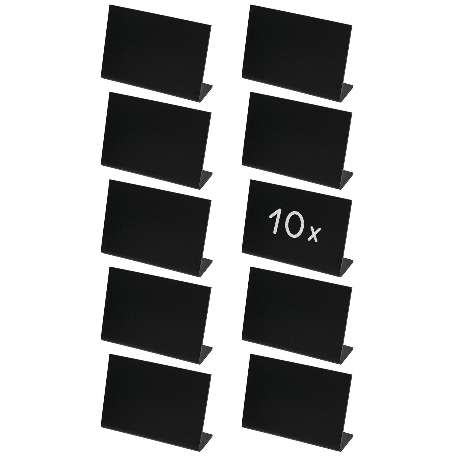 Kreidetafel als Tischaufsteller als L-Ständer im 10er Set von HMF in Schwarz