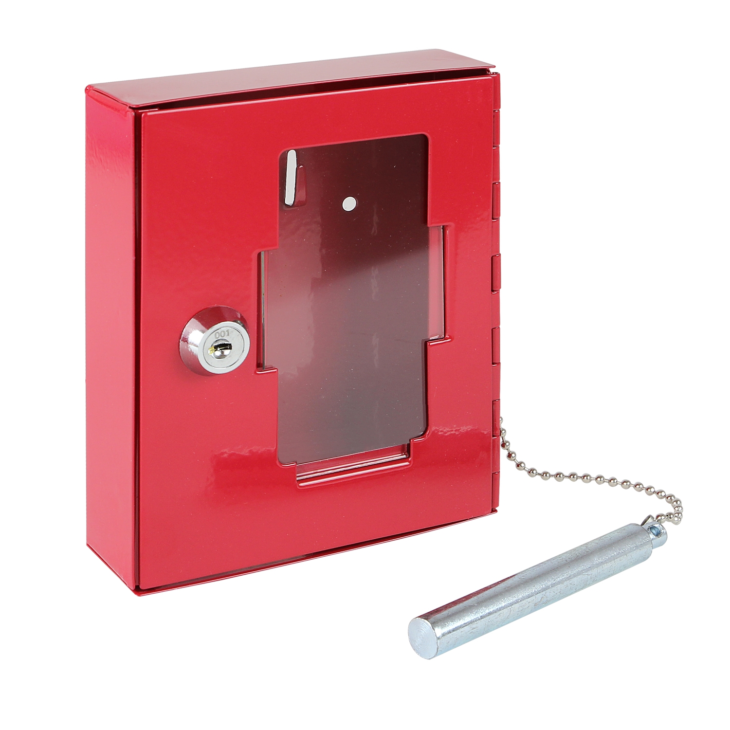 Notschlüsselkasten mit einem Glasbruchhammer von HMF in Rot