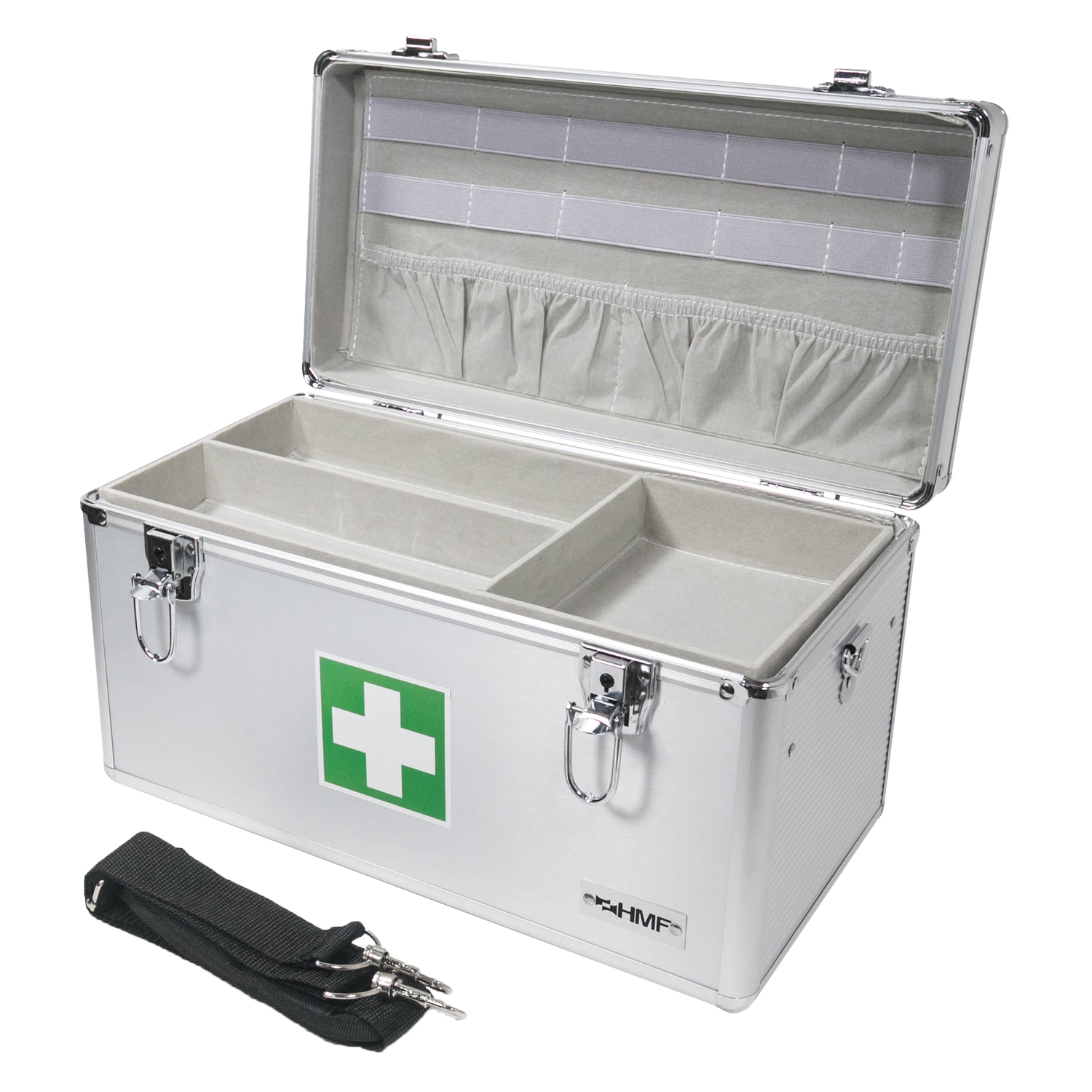 Medizinkoffer, Erste Hilfe Koffer, Aluminium, HMF 14701-09, 40 x 22,5 x 20,5 cm, Silber